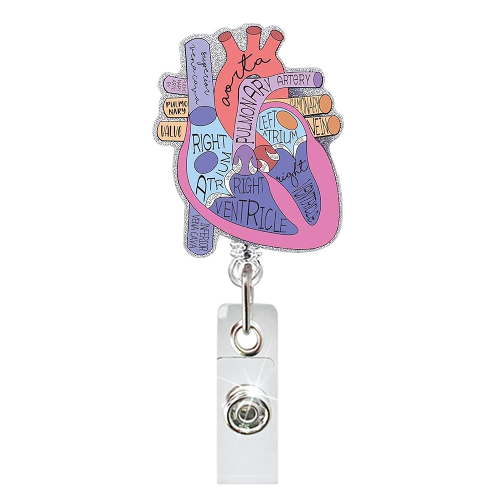 Wholesale Medical acrylic glitter easy-pull retractable clip